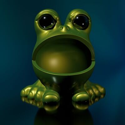 ​Frog-Man - Qu3D Series - as STL 3D Print Model - Usable as Thread Eater/Table Trash Bin, Storage for Small Items- High-Polygon