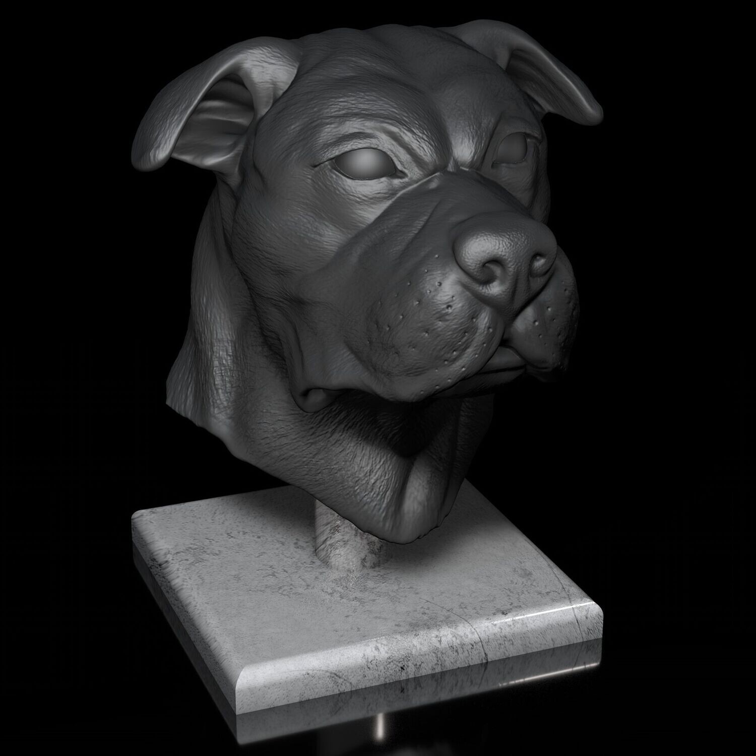 American-Bulldog-Kopf-Portrait  3D-Druck-Modell