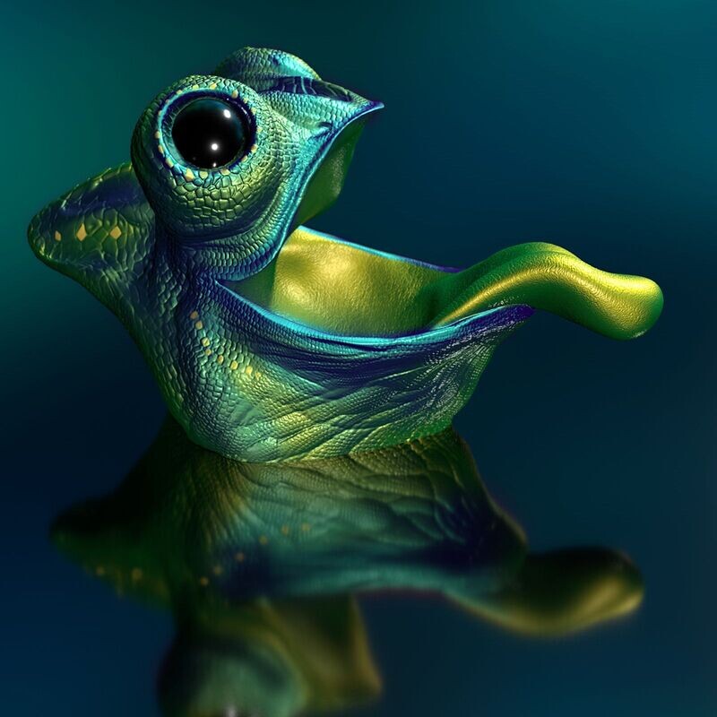 Jemenchamäleon  (animal, Reptil, Chamaeleo calyptratus)-STL 3D Print Model - Thread Eater, Table Trash Bin, Storage​- High-Polygon