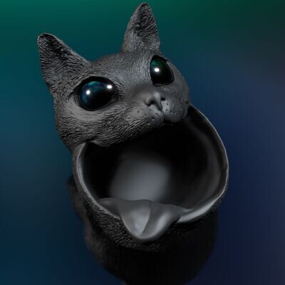 Cat with Tongue - STL 3D Print Model
Usable as a Bowl, Table Trash Bin/Thread Eater​
High-Polygon