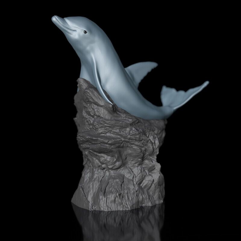 Dolphin on the Rock (Animal) 3MF for Bambu-Lab 3D Printing Model High-Polygon