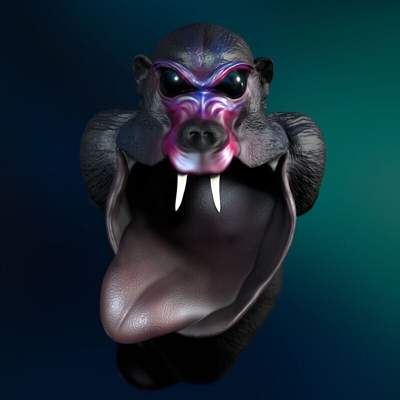 Monkey-Monster-Fantasy with Tongue and Teeth -STL 3D Print Model-Thread Eater, Storage, Table Trash Bin-High Polygon