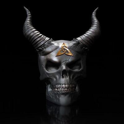 Skull with Horns III - STL 3D Print Model Celtic Skull III 3 print parts as a special decoration piece High-Polygon