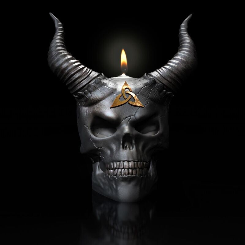 Skull - Celtic, with Horns and Tealight Holder - STL 3D Print Model- as a special decorative piece- High-Polygon