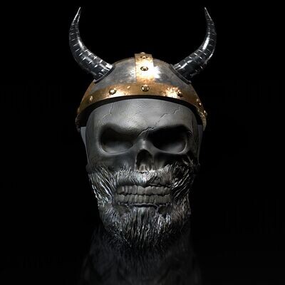 Skull Viking-I- with Helmet and Horns - 3D Model File