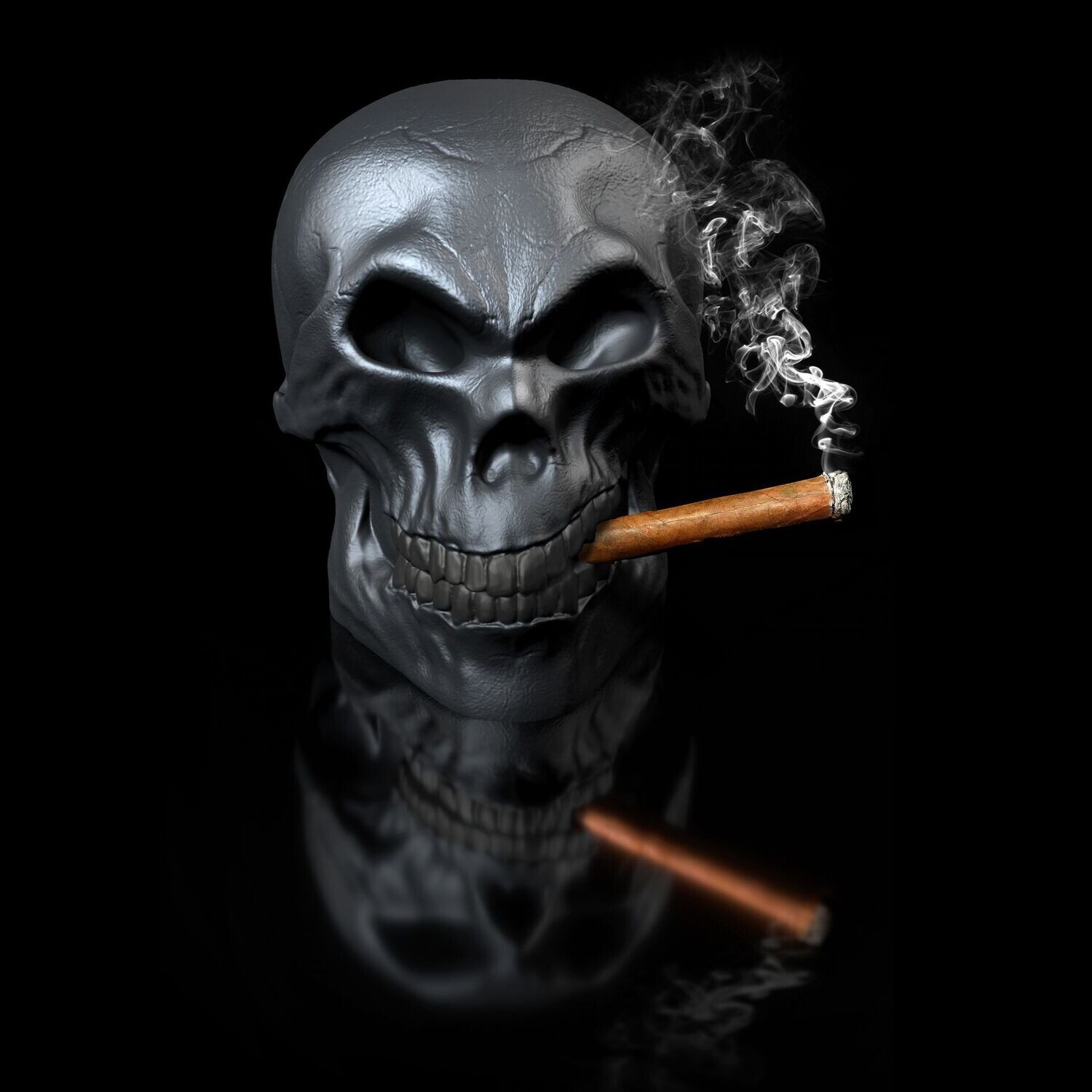 Cigar Skull - STL 3D Print Model- High-Polygon