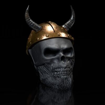 Skull Viking II - with beard, eyes closed, hollow inside