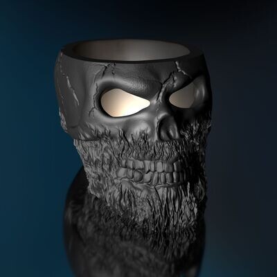 Skull with beard hollow inside - eyes open 3D model file