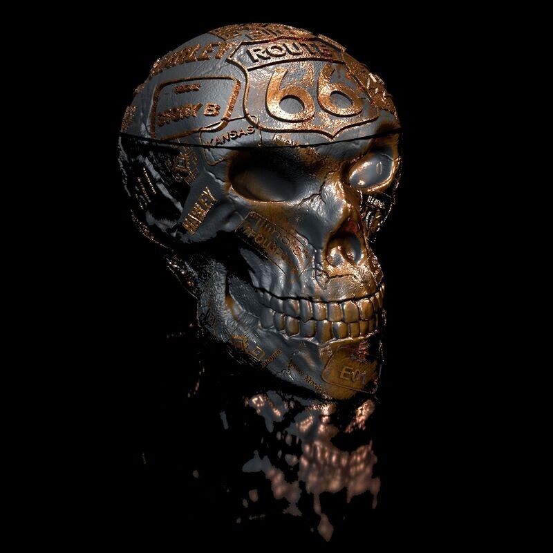 Route66-Skull-Hole- 3D Model File​- hollow with storage capabilities- High-Polygon