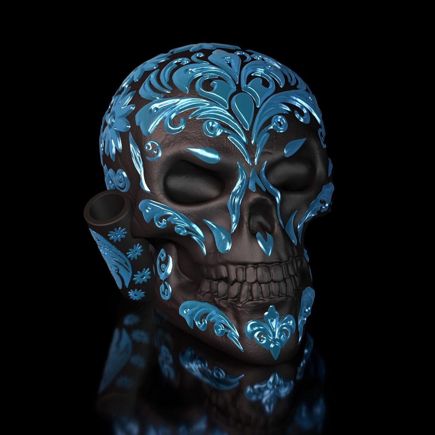 Sugar Skull Bad With Holder Evil-looking with holder 3D Model File