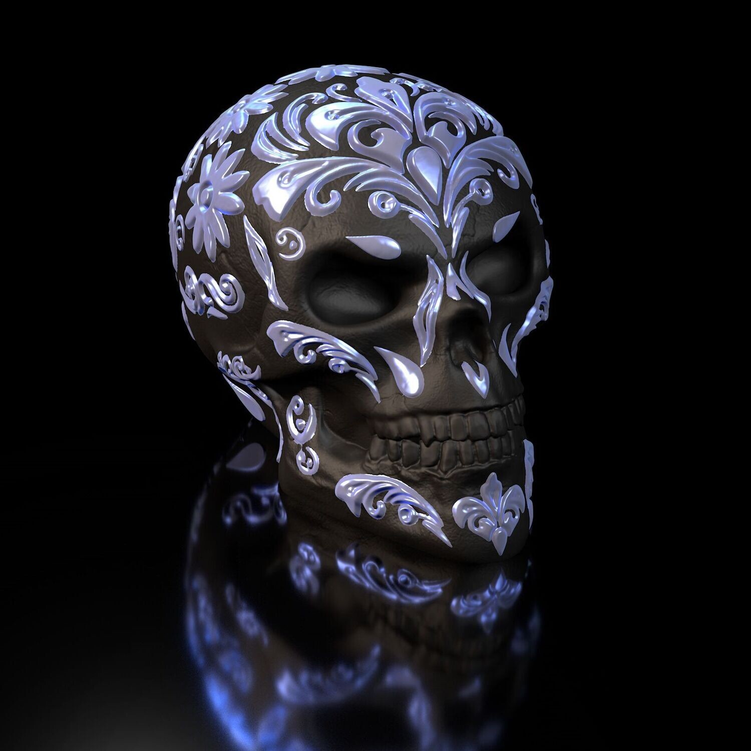 Sugar Skull Bad With Holder Evil-looking with holder 3D Model File
