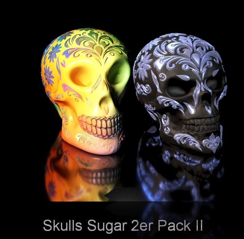 Skull Sugar 2-Pack II - 3D Druck- Datei-Modell Skull Sugar 2-Pack II - 3D Druck- Datei-Modell