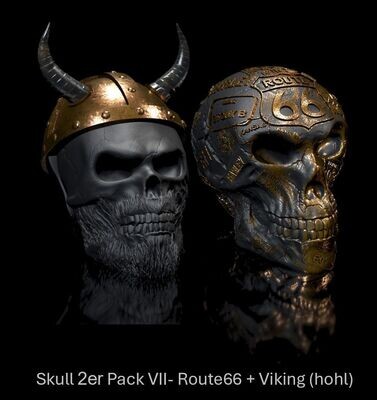 2-pack Skull Route66 + Viking (hollow), 3D print model