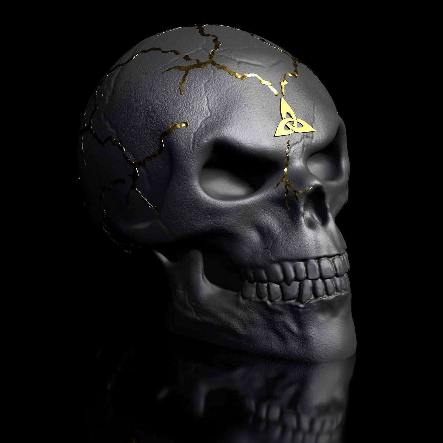 Skull II with Celtic Symbols - As a Special Decorative Piece- STL 3D Print Model- High-Polygon