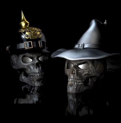 2-pack - 20% discount Skulls with witch hat and pickelhaube - 3D print model