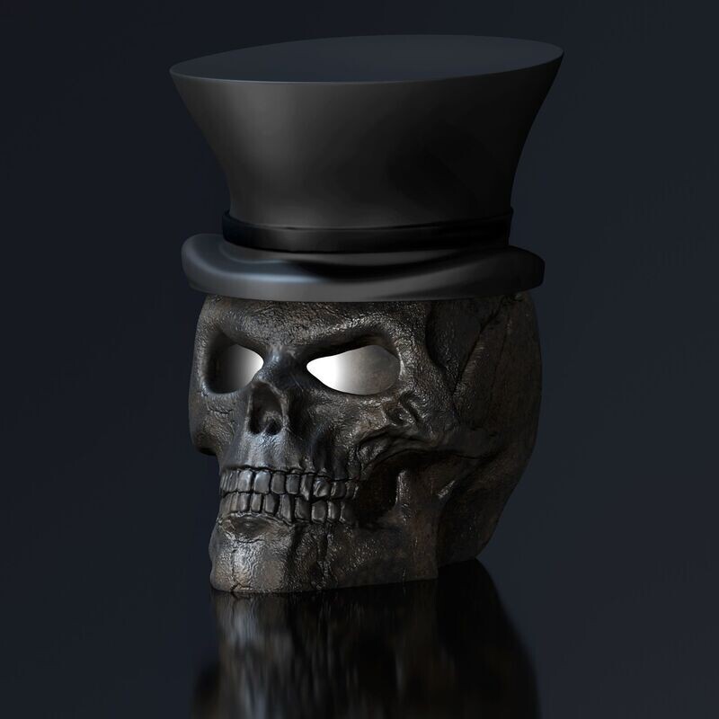 ​Skull with Top Hat - 3D Model File