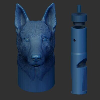 Hundepfeife - Kopfmotiv Malinois - 3D Druck Modell