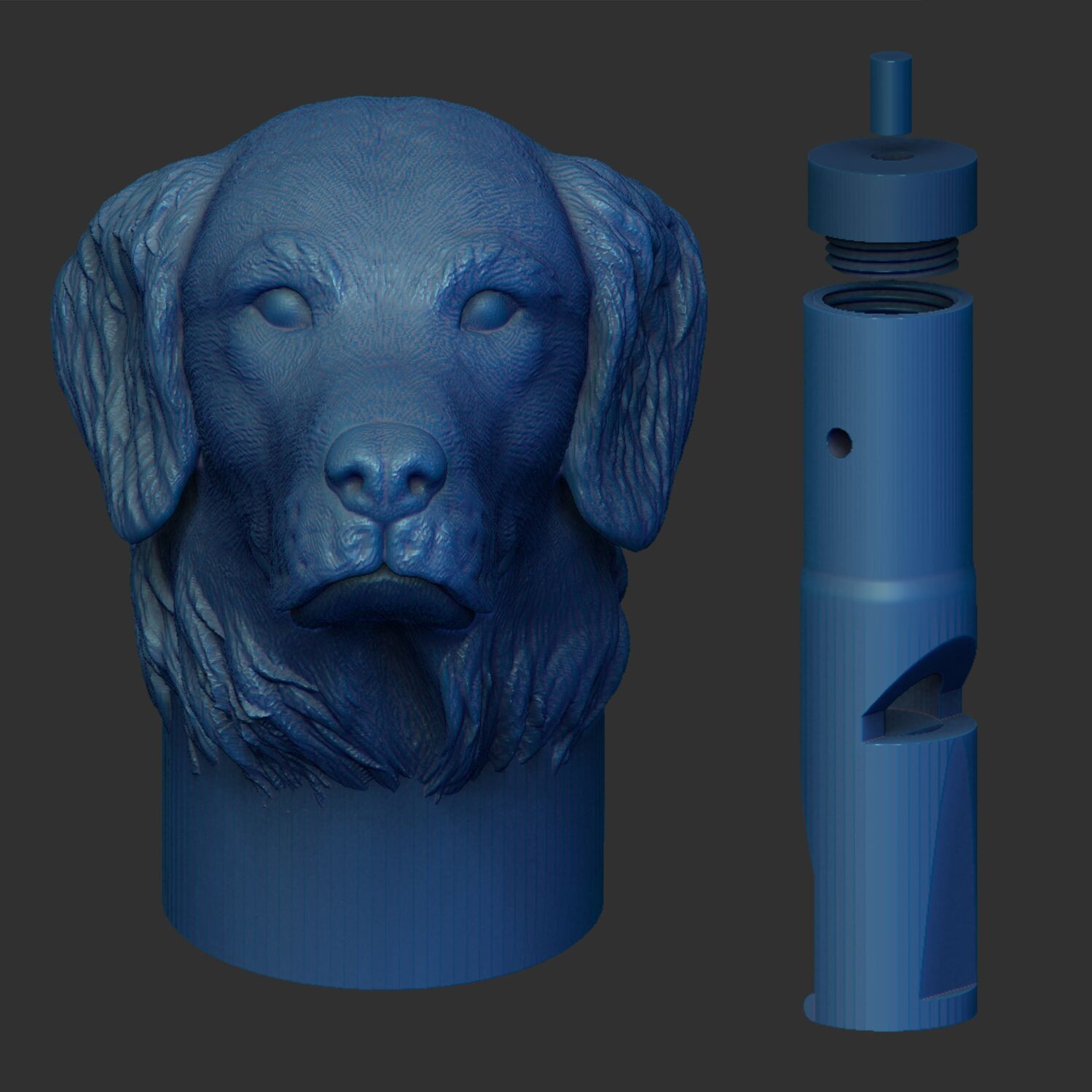 Hundepfeife - Kopfmotiv - Golden Retriever  - 3D Druck Modell