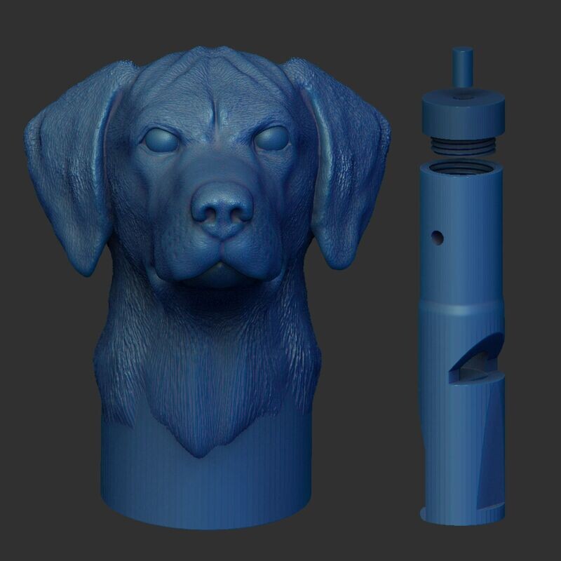 Hundepfeife - Kopfmotiv - Rhodesian-Ridgeback  - 3D Druck Modell
