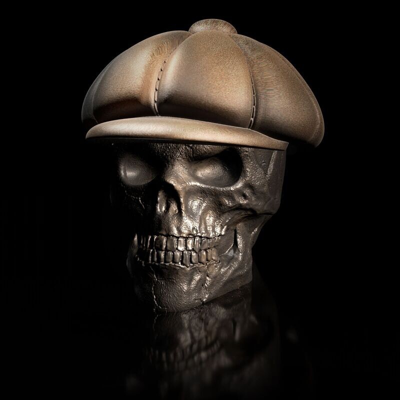 Skull with Irish cap - eyes closed - hollow inside - 3D print model