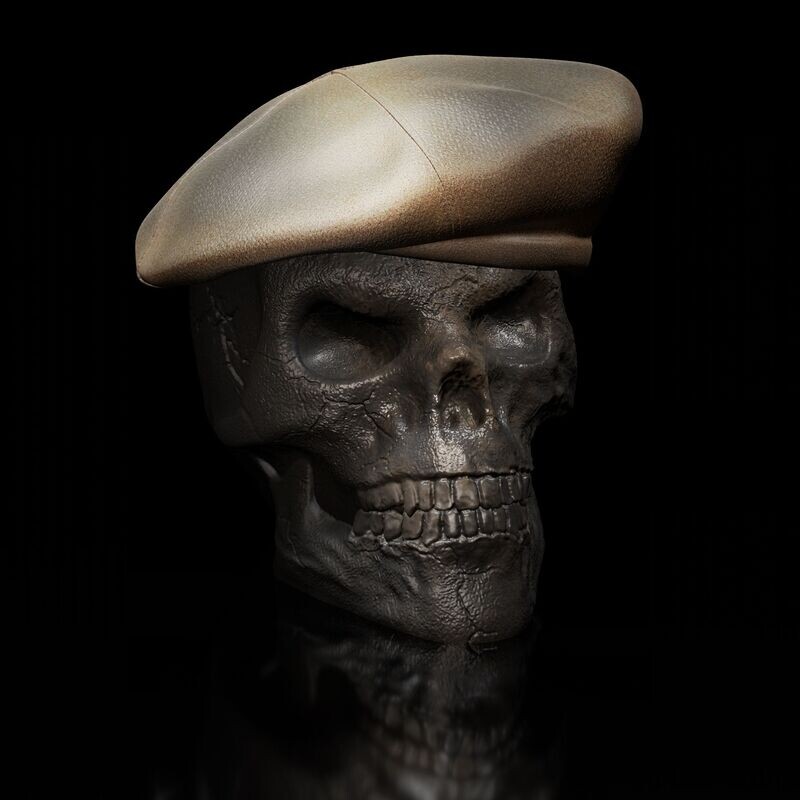 Skull with Scottish cap - eyes closed - hollow inside - 3D print model