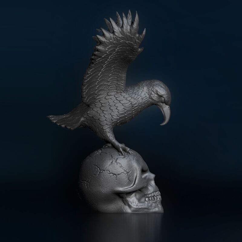 Eagle-Skull-Closed-Eyes, hole - 3D print model Eagle-Skull-Closed-Eyes, hole - 3D print model