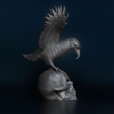 Eagle-Skull-Closed-Eyes, hole - 3D print model