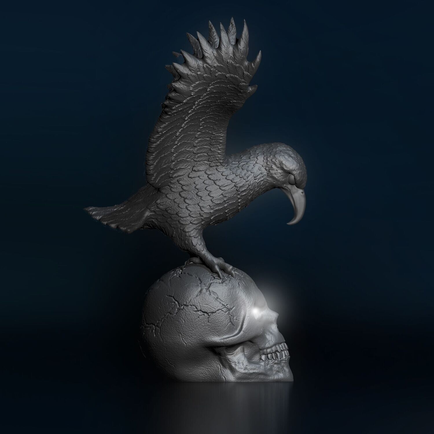 ​Skull with Eagle Bird Eyes Open, Hollow Inside