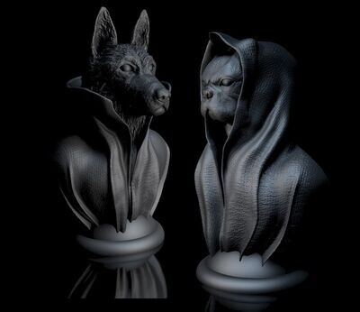 Rasse Hunde und Katzen -Büsten - 3D Modelle