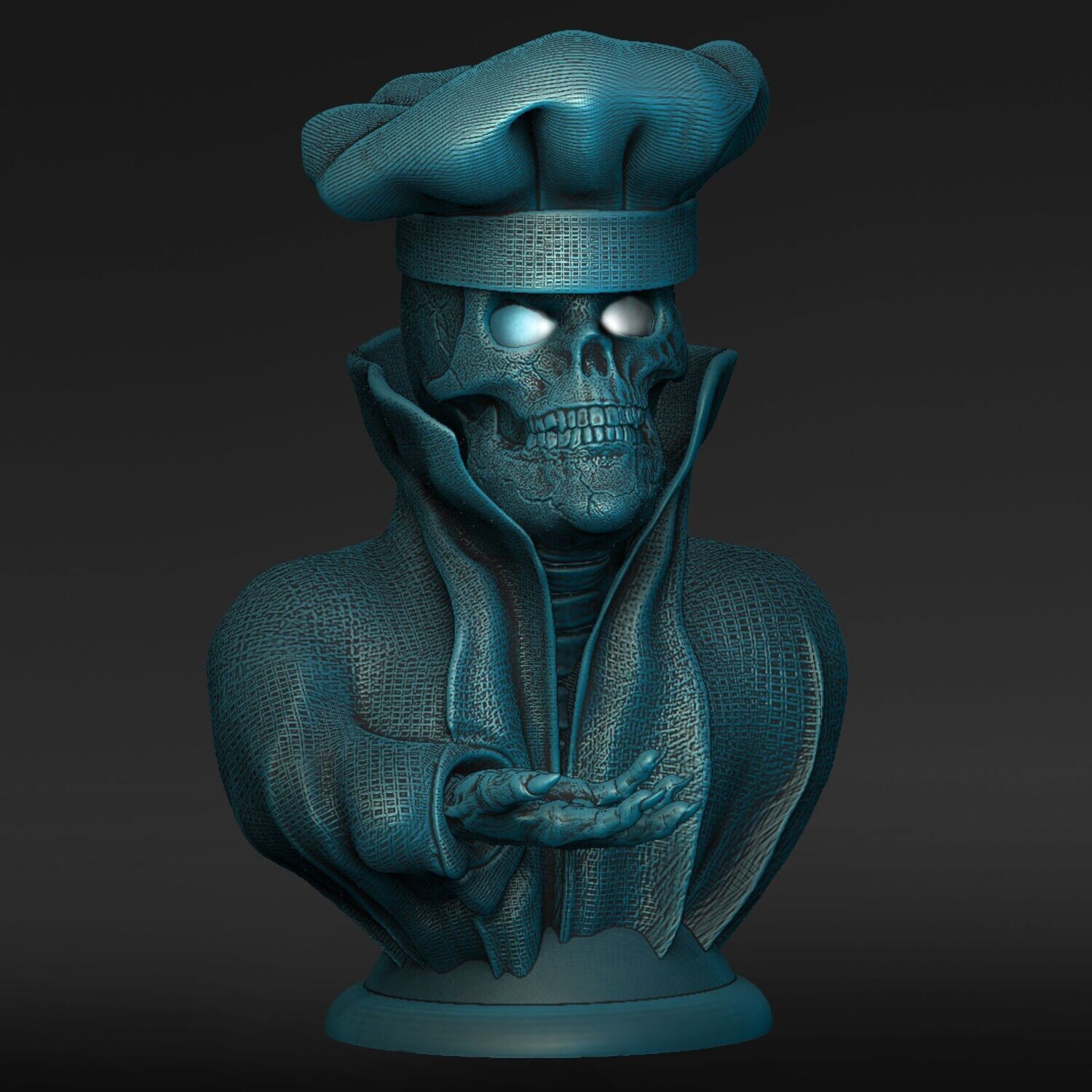 Lamp Cape-Skull-Kragen-Lamp-Headgear-Chef-Cap- open eyes