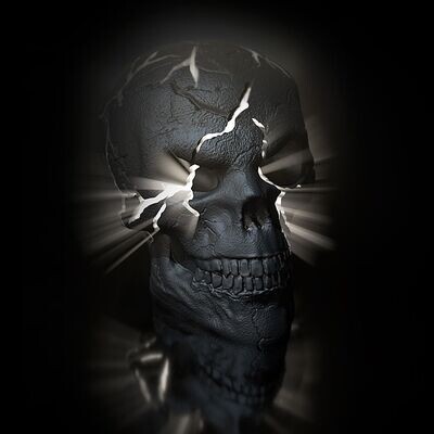 Lamp Cracks-Skull-Closed-Eyes-Lamp and Skull
