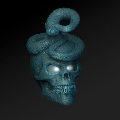 Rattle Snake-Skull Open-Eyes - 3D print model