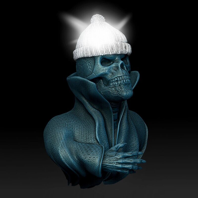 Wall Lamp Cape-Skull-Kragen-WALL-Lamp-Headgear-Wollmuetze-closed eyes