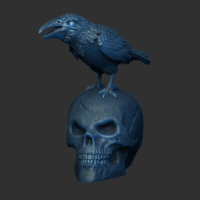 Crow-Skull eyes closed 3D print model