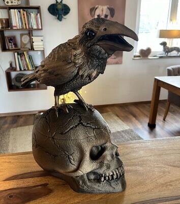 Crow-Skull eyes open3D print model