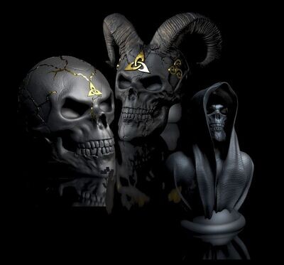 3-pack 20% discount Skulls Celtic Skull - Ram (Stand) and Cape Skull Bust II - 3D models
