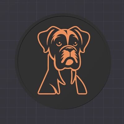 Untersetzer- Boxer Portrait-  3D Modell Datei