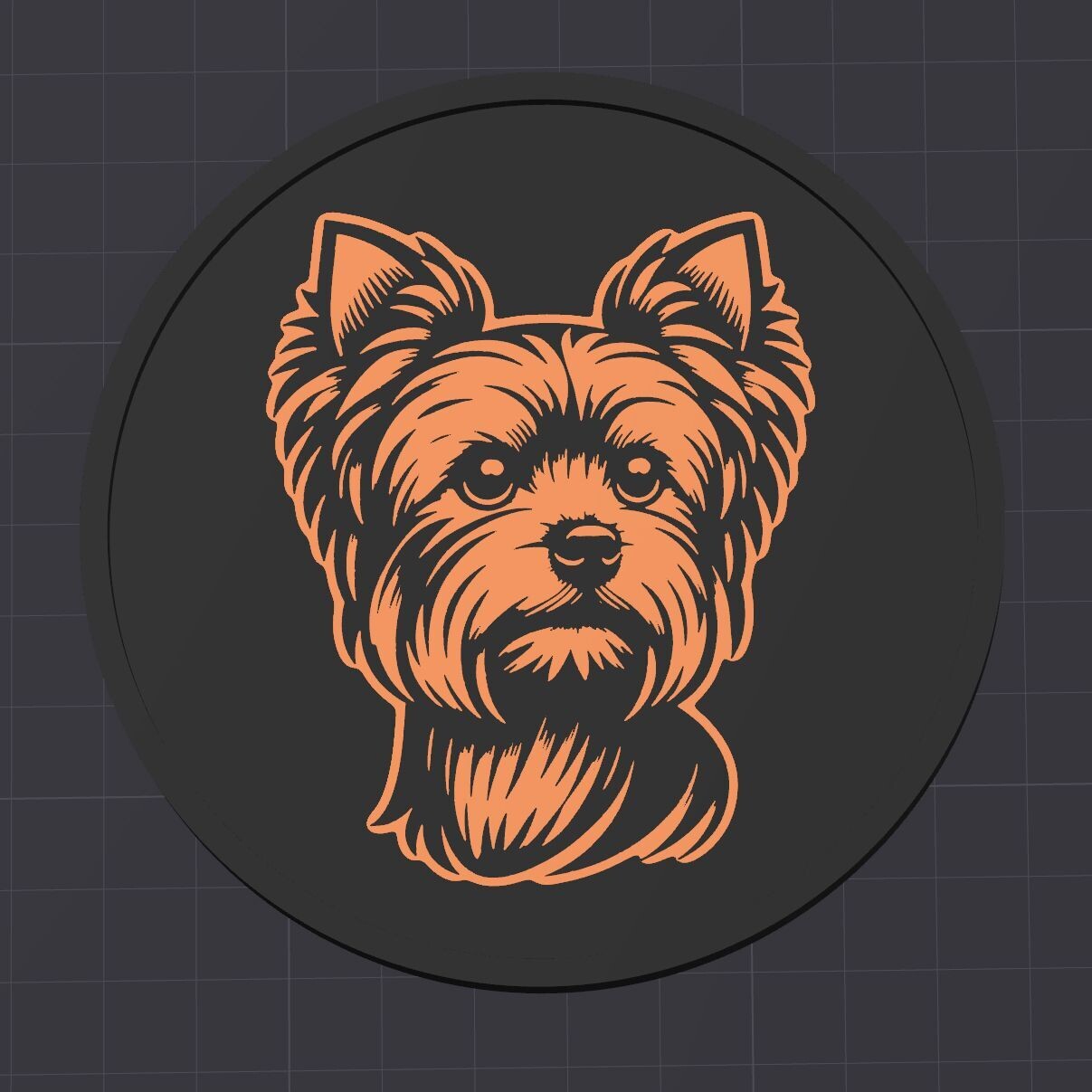 Untersetzer- Yorkshire-Terrier - Portrait- 3D Modell Datei