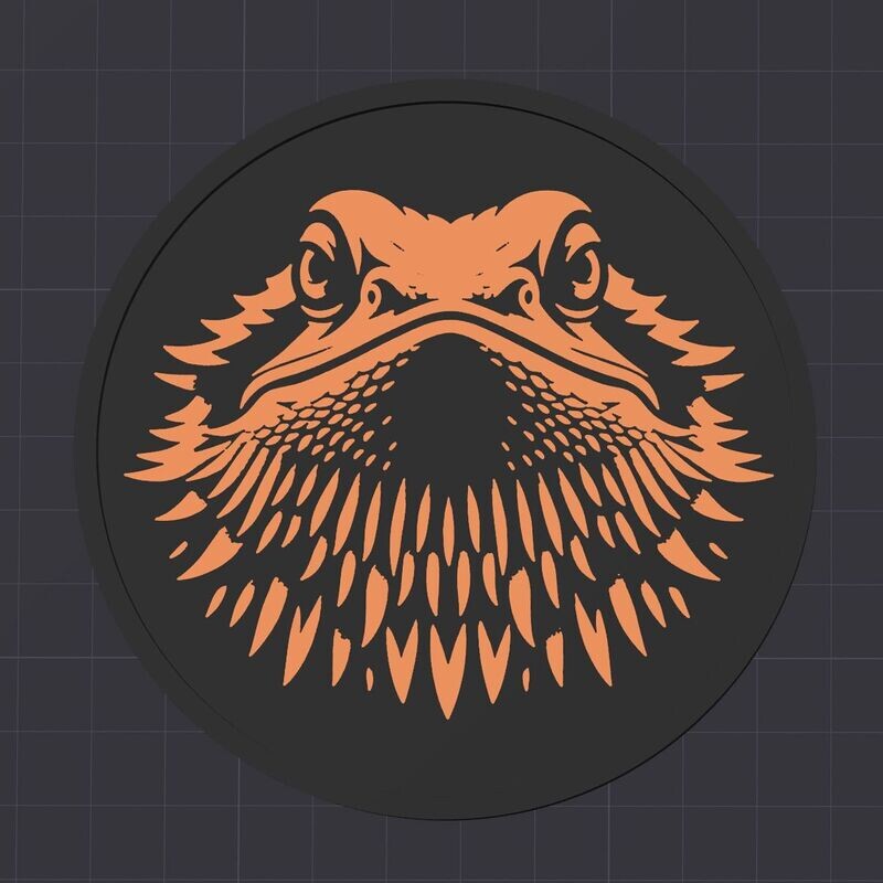 Untersetzer Bartagame-Portrait - 3D Modell Datei