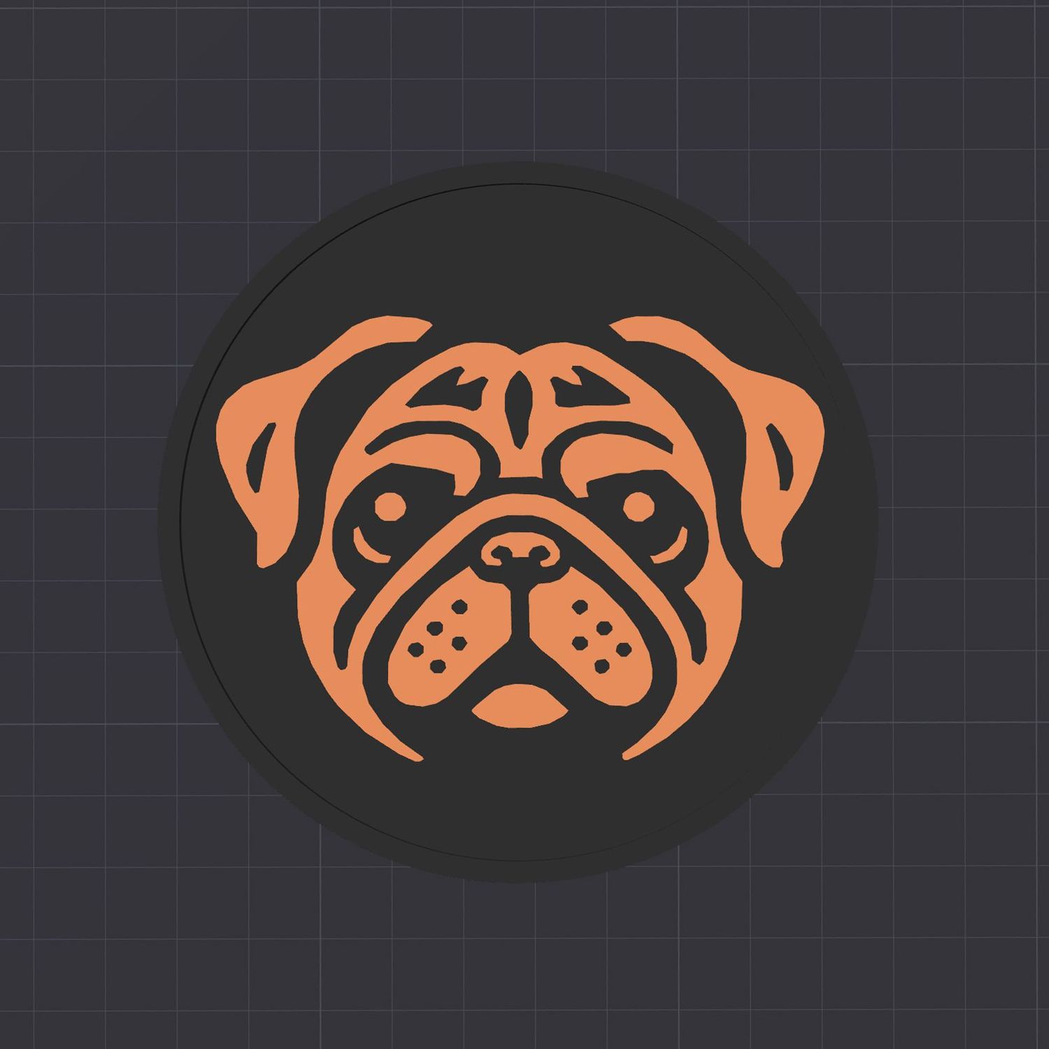Untersetzer- Mops- Portrait-  3D Modell Datei