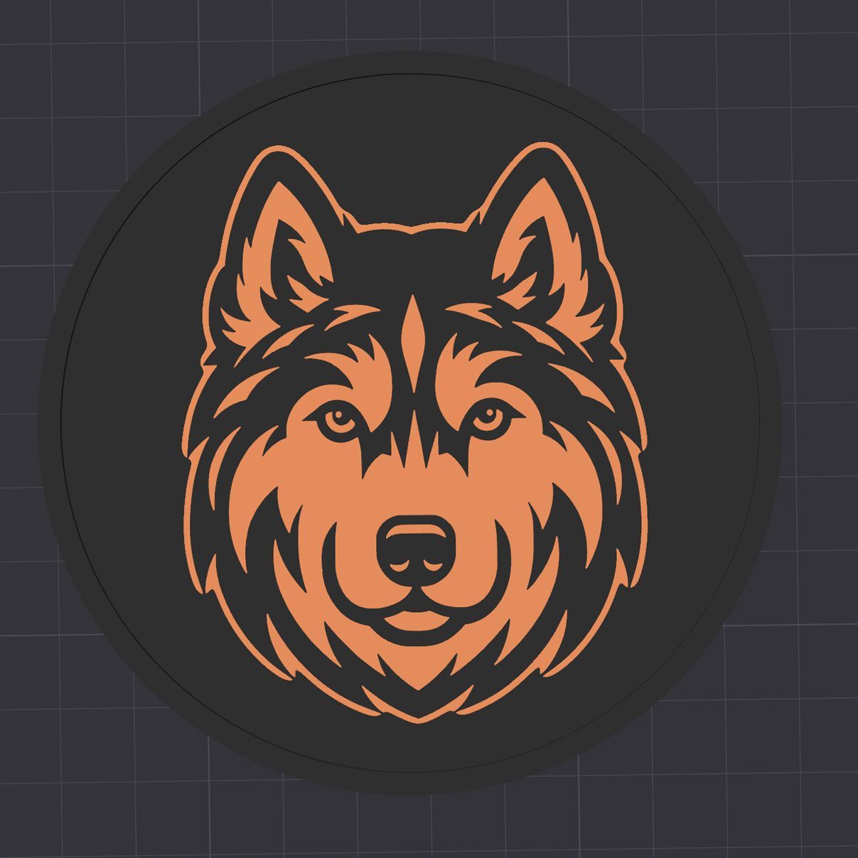 Untersetzer- Husky-Wolf - Portrait-  3D Modell Datei