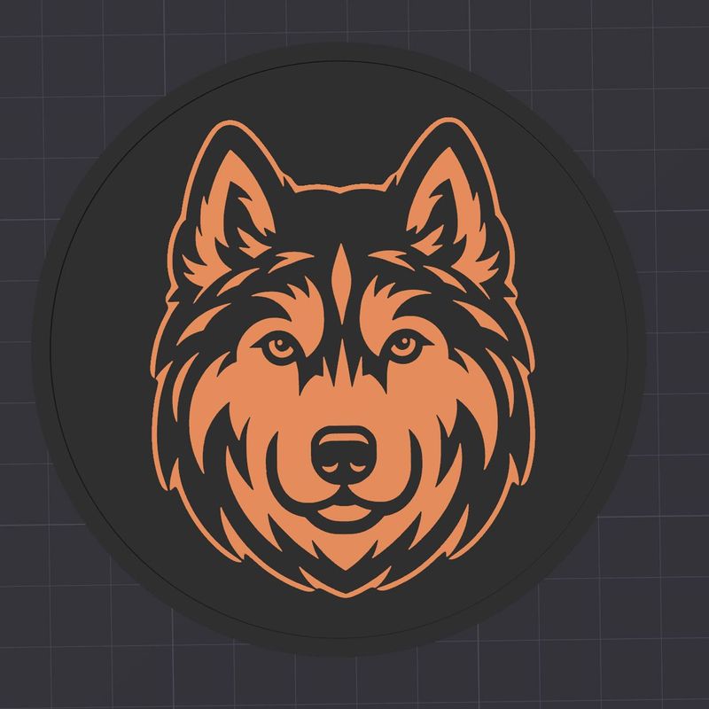 Untersetzer- Husky-Wolf - Portrait-  3D Modell Datei