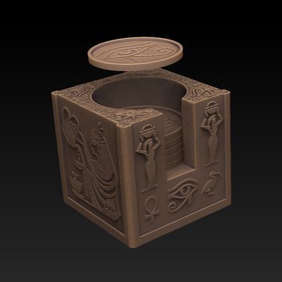 Untersetzer Aufbewahrung mit Altägyptischen Motiven, inkl. 4 Motiv Untersetzern Untersetzer Aufbewahrung mit Altägyptischen Motiven, inkl. 4 Motiv Untersetzern