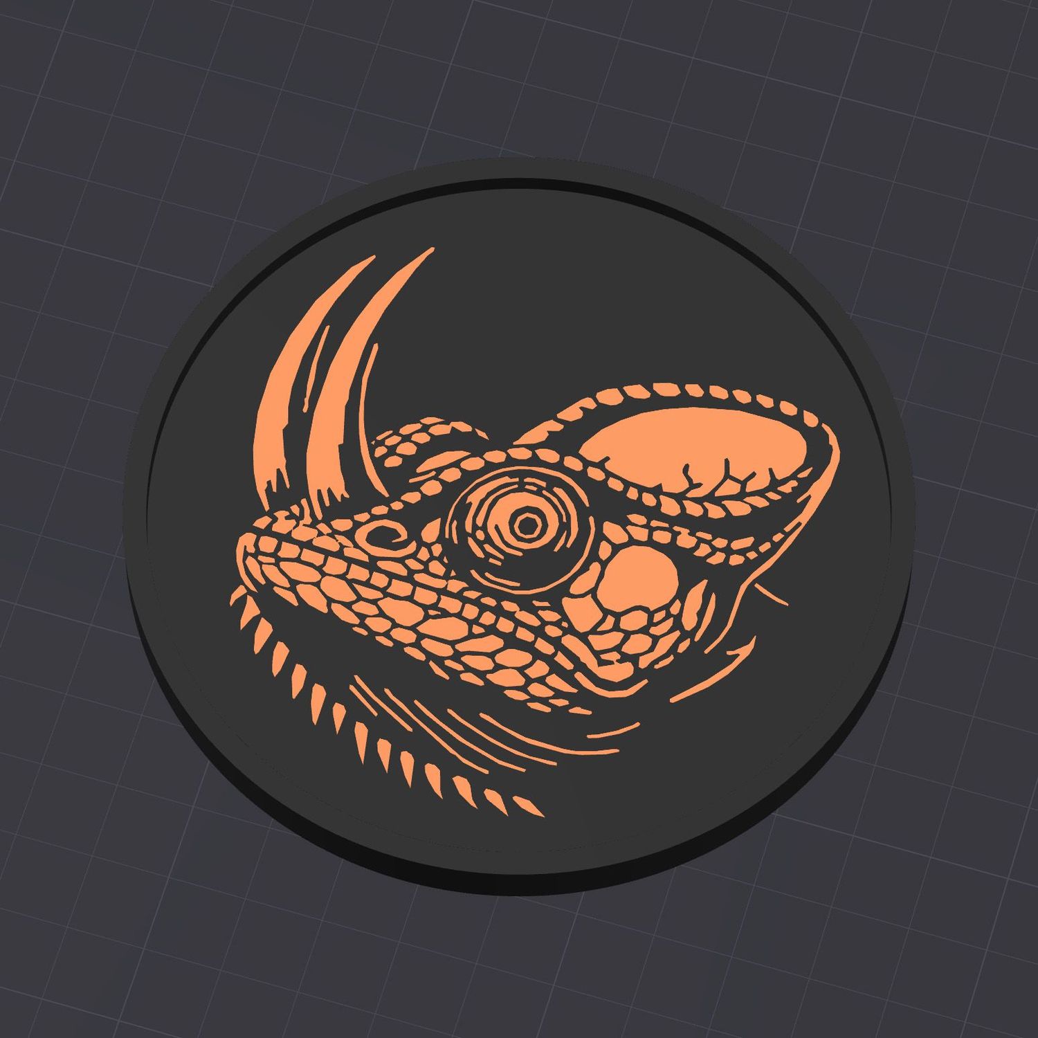 Untersetzer Chamäleon-Portrait -  3D Modell Datei