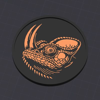 Untersetzer Chamäleon-Portrait -  3D Modell Datei
