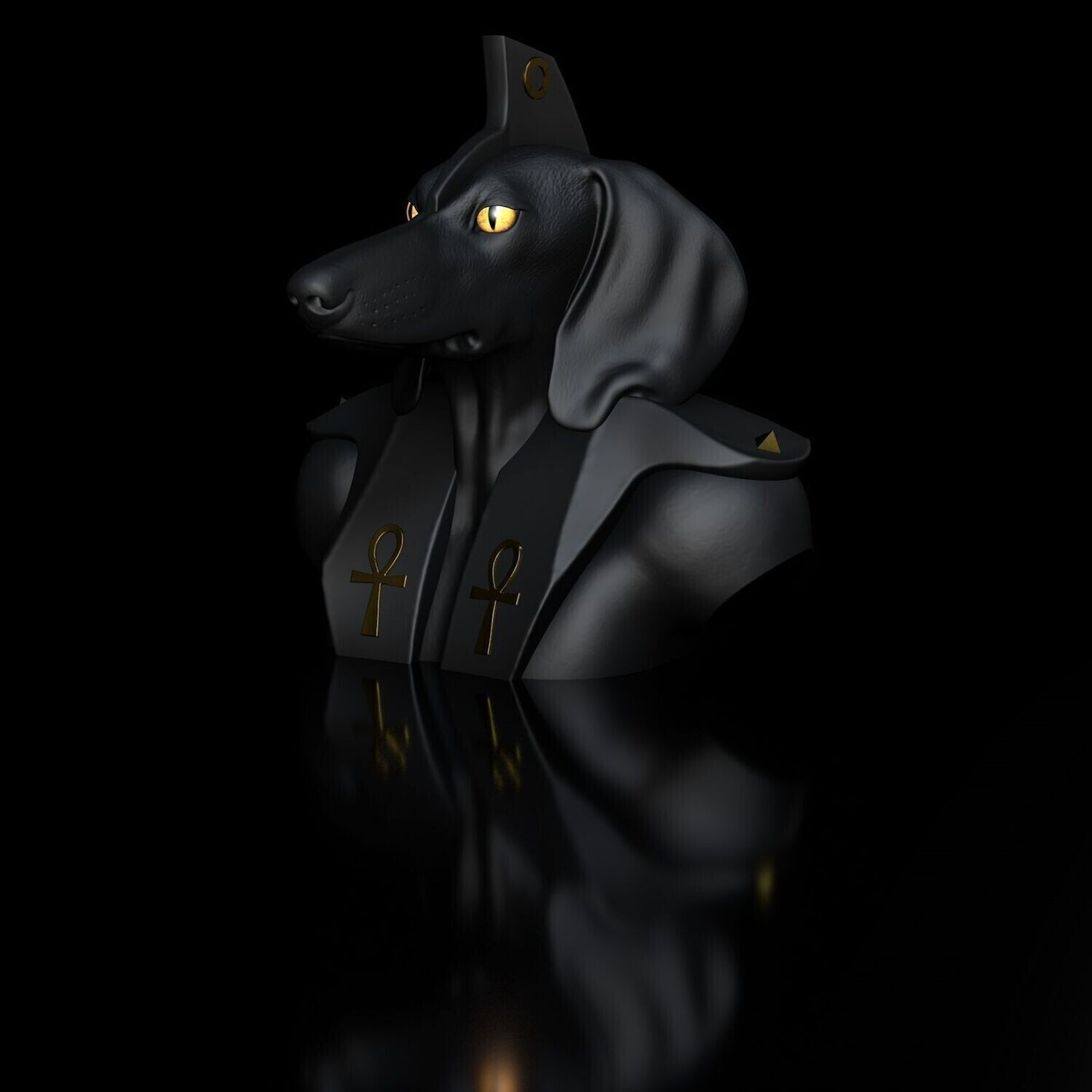Dachshund-Anubis Bust 3D Print Model High-Polygon