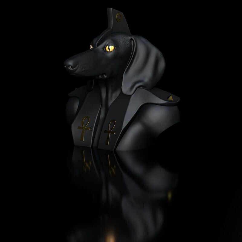 Dachshund-Anubis Bust 3D Print Model High-Polygon