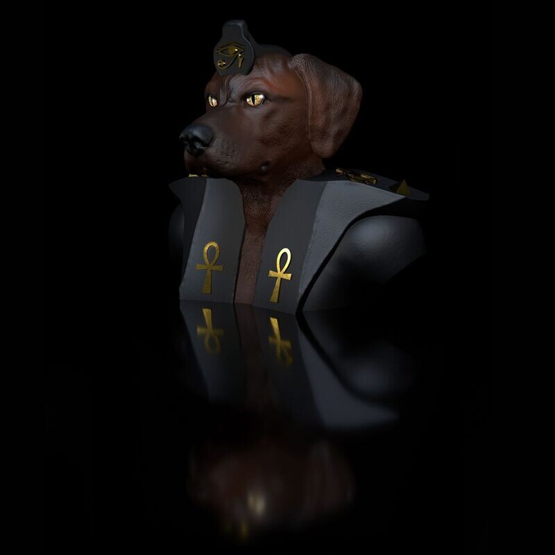 Rhodesian Ridgeback Anubis V1 Bust (Dog, Animal)- as STL 3D Printing Model- High-Polygon