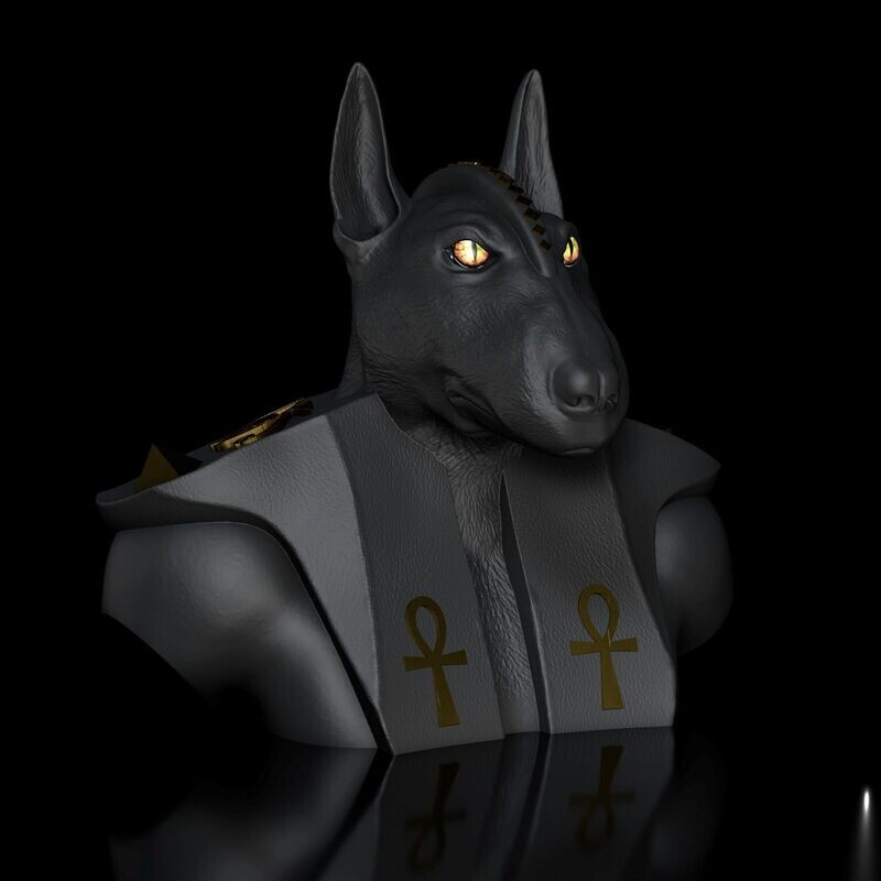 Bull Terrier Anubis -Bust- STL Print Model -High Polygon