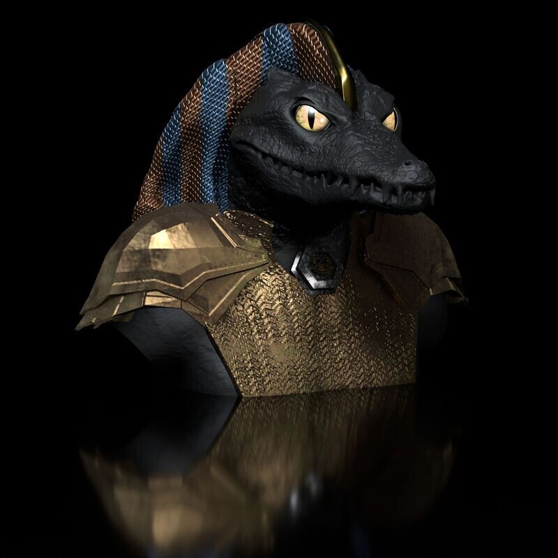 Egyptian God Sobek - Anubis Bust- STL 3D model- High-Polygon